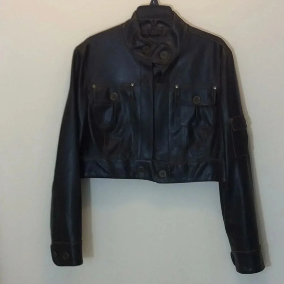 What’s Hot Brown Pleather Short Jacket Size XL - Picture 2 of 13